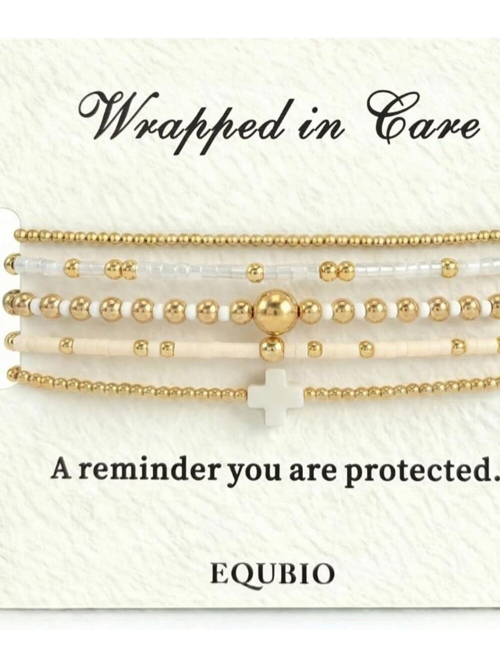 Hypoallergenic 5pc Dainty Cross Bracelets - Adjustable 14K Gold Plated Jewelry